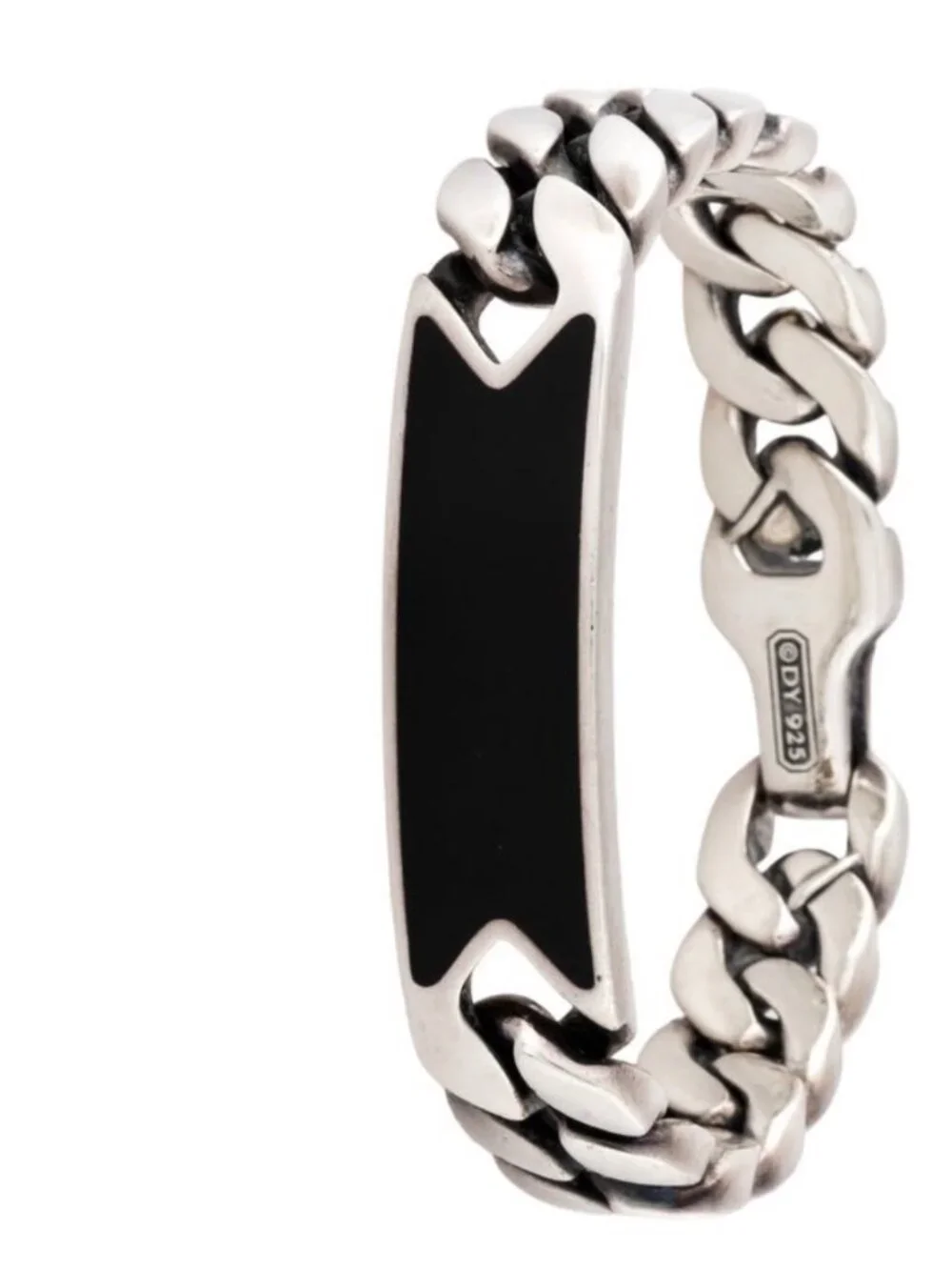 DAVID YURMAN STERLING SILVER 925 ONYX CURB CHAIN ID BRACELET